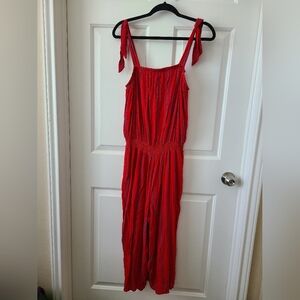 SZ L red and blue elastic waist romper